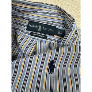 Ralph Lauren Shirt Men's Large Custom Fit Button Down Striped Long Sleeve‎ Pony